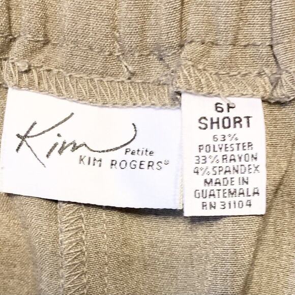 Kim Rogers Petite Neutral Beige Dress Pants 6P Short Women Elastic Waist Pockets - Picture 7 of 12